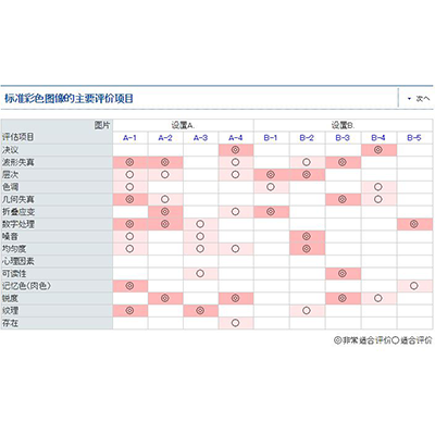 DNP 標準彩色圖像的主要評價項目套裝卡